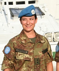 Marina Catena, director of the World Food Programme, while serving as a peacekeeper with the Italian Army