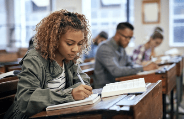 female student exam room