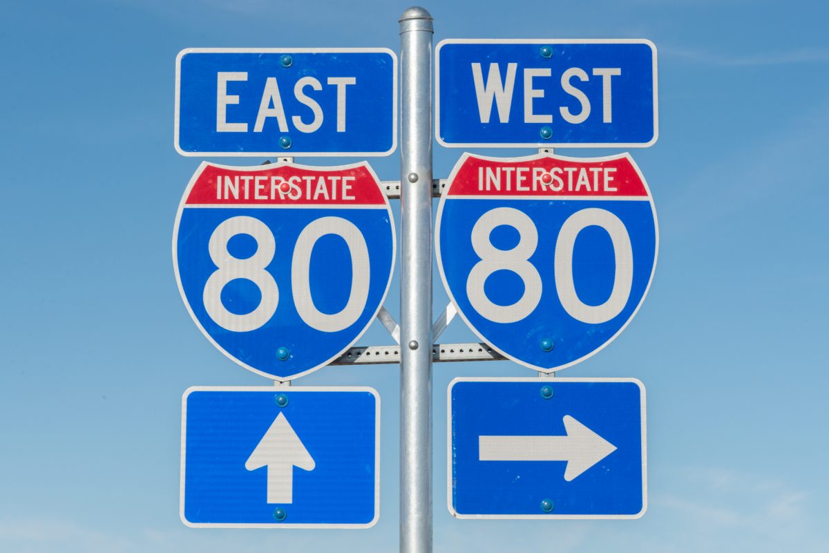 Signs for US highway 80 east and west