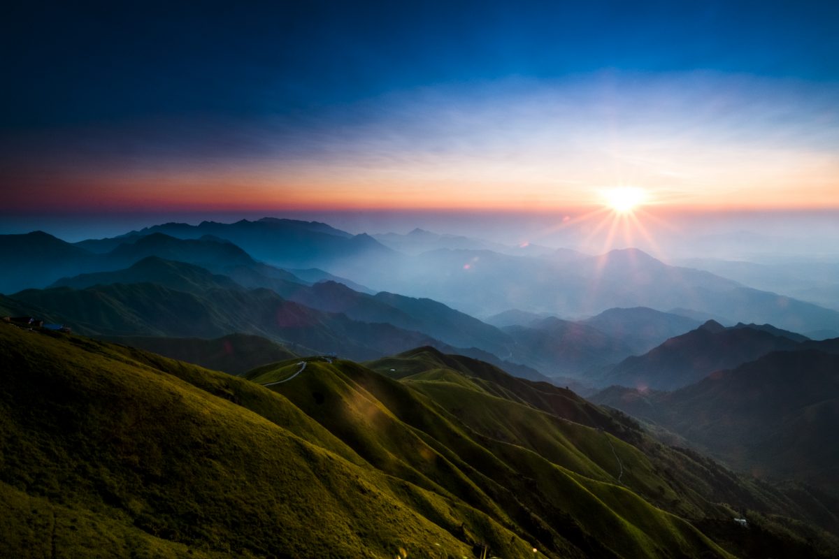 sunrise on the top of mountain.