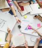 Interdisciplinarity and ingenuity Brainstoming Gruoup of people Working Concept