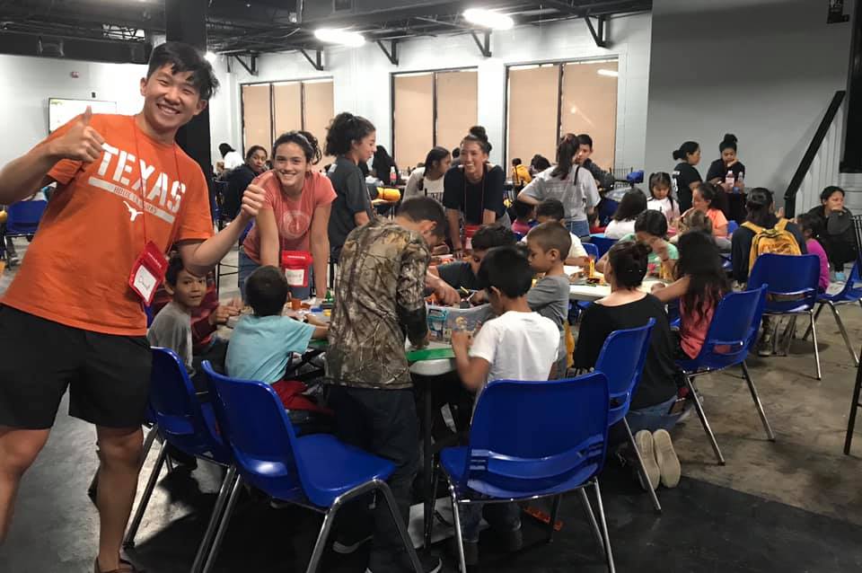 DP student David Li together with the students of the Humanitarian Respite Center