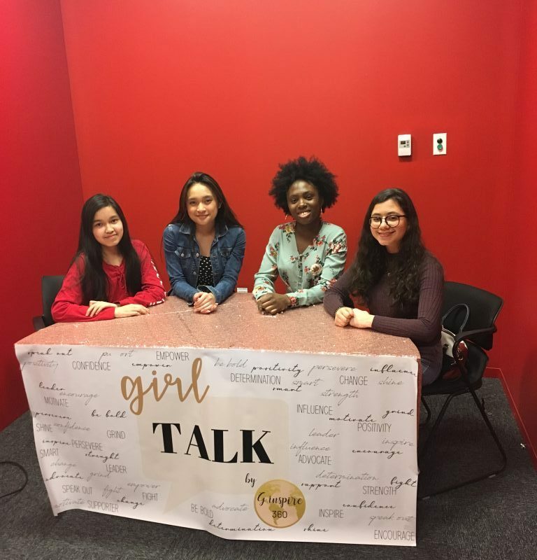 DP students Foluke, Raphael and Elina creating an episode of the Girl Talk